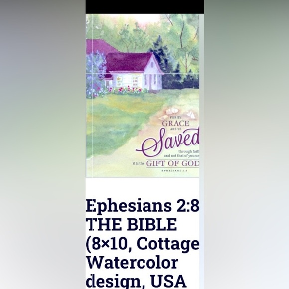 Other - Cottage Watercolor Inspirational Art Print - "Saved" Card Stock Poster 8x10 inch